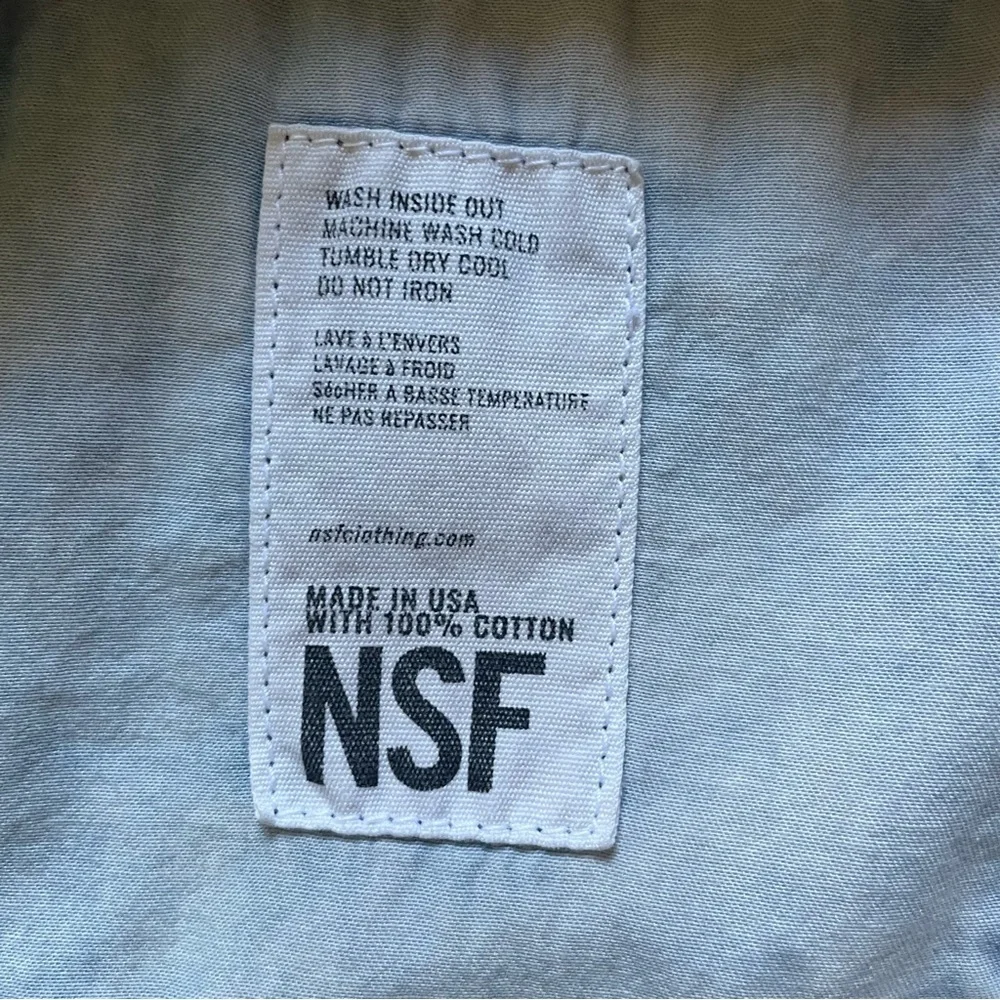 NWT NSF Suz Embroidered button Down Long Sleeve Denim Shirt in Formosa​